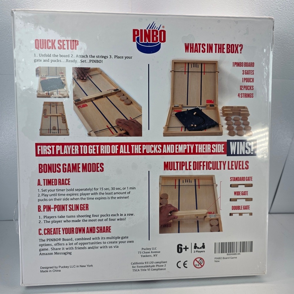 PINBO Board Game 2 Players Age 6 Plus Quick Setup Bonus Games
